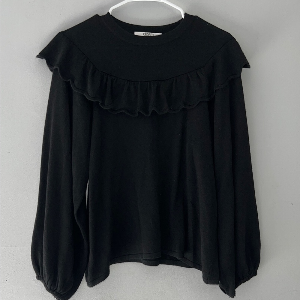 Crosby Elegant Black Ruffle Blouse. CAJA. #1 A